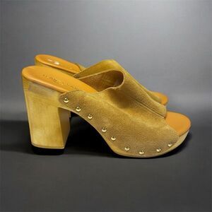 Ilaria Sartori Tan Suede Leather Clogs Size EU 39 US 8.5 Made in Italy NWOB
